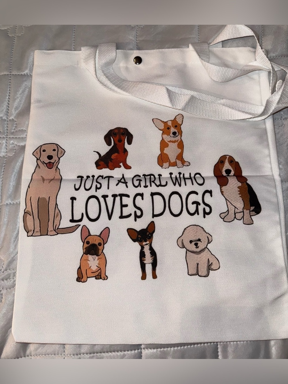 Just A Girl Who Loves Dogs Canvas Tote Bag - White